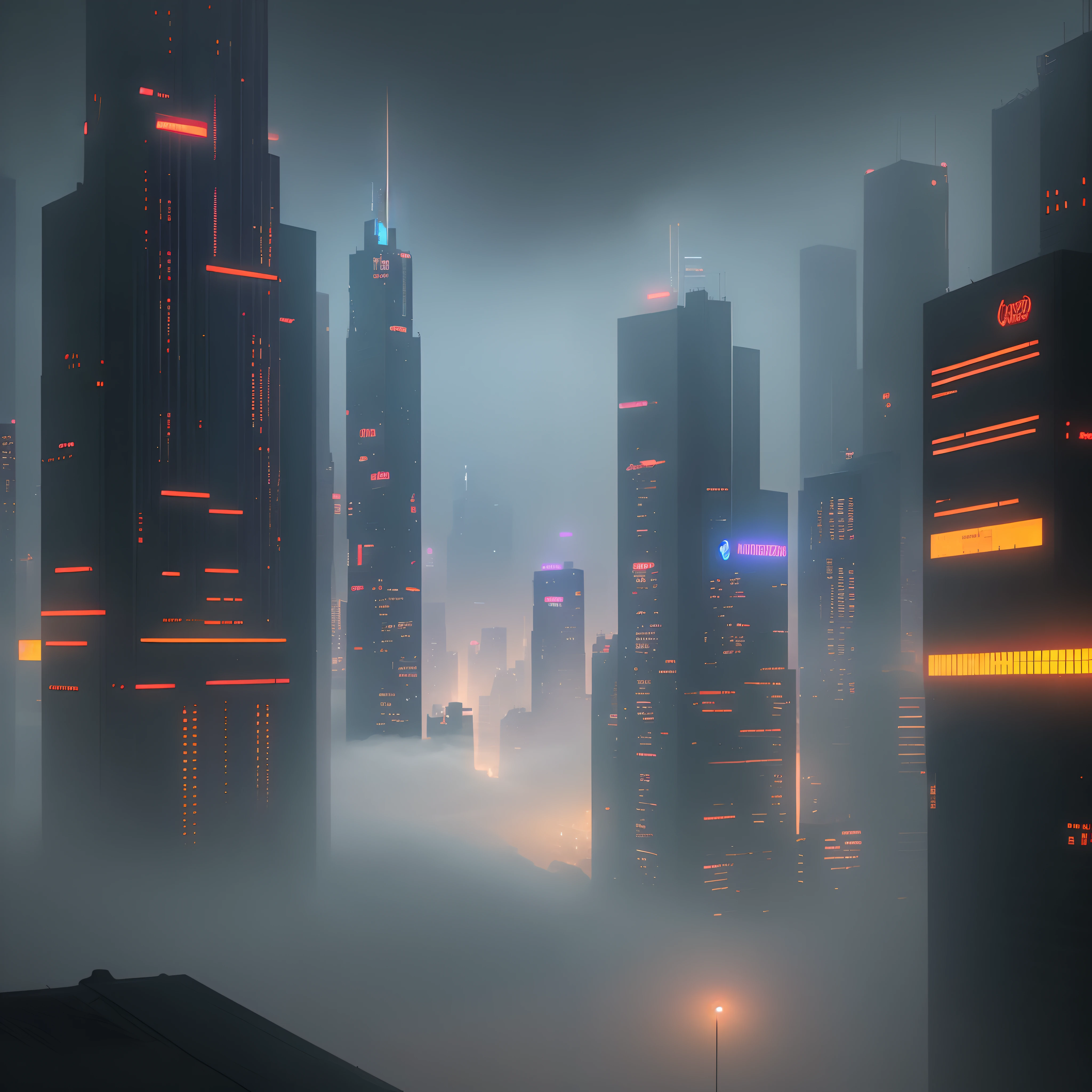 Cyberpunk City, FOG, night, actual