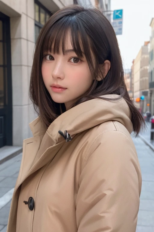 one girl, (beautiful girl, delicate girl:1.3), (:1.3),
break, (Winter coat:1.3),
break, extremely fine-grained clarity, (symmetrical eyes:1.3),
break, (street snap:1.3), Perfectly trimmed fingers,
break, small breasts, brown eyes, parted bangs, brown hair,
break, (Eye and face details:1.0),
break, (masterpiece, highest quality, Super detailed, detailed face, 8K)