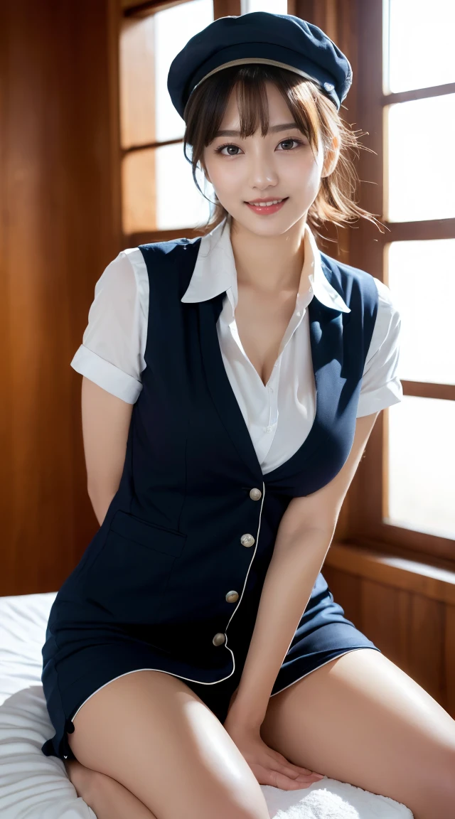 (((full body,including legs)))、(((sexual oil massage、clouching on someone))),(((perfect uniform of Japanese stewardess, vest-dress uniform、small hat,(black high-heel), (((with oil,oily hand,oily skin,oil massage))),little smile,white blouse,tight blouse)))、(((navy bowler hat),navy hat)), high heel、Dressed up、(Photo real:1.4)、(A hyper-realistic:1.4)、(Photorealistic:1.3)、 (gentle lighting: 1.05)、(Improve the lighting quality of your video:0.9)、32k、 1Girl、28years old girl、photorealistic lighting、Back lighting、Facial Lights、Ray Trace、(bright:1.2)、(Increase quality:1.4)、 (best quality real texture skin)、Fair eyes,Delicate and delicate face, Close-up of the breasts, white blouse,tight blouse,tight vest-dress uniform, (Bodyline mood improvement:1.1)、good figure,Glossy skin、short hair,blonde hair,韓国アイドル、乃木坂アイドル、Sculptural Idol Pose、little smile,blush,Beautiful actress、Neat woman,whole body, (((midium breasts,beautiful breasts))),(perfect row of teeth),slender waist and hip,beautiful long legs,full shot)、((8heads tall)、(((誘惑している、恥ずかしい)))、dynamic pose,gravure pose,((red cheek、red lips)),Super Clean Night View、night time、blush,little smile,(((full shot)))、Super Clean Night View、night time、blush,little smile,(((full shot)))、(((in the luxury massage room,sexual oil massage,with bed,with tree,dark light,in the night,with window,neon sign))),