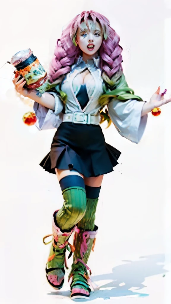 a woman in a purple dress holding a bunch of food, misato katsuragi, illustrious makinami, haruno sakura, yayoi kasuma, gyro zeppeli, akane owari danganronpa, juri misaki, shuushuu anime image, fujita goro!, jjba, jojo anime style, tatsumaki