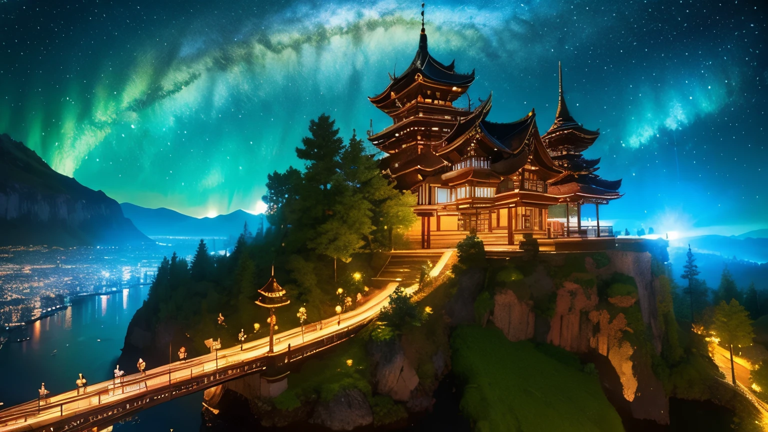 scenography,fantastical scenes,Stars shine,32-bit pixels