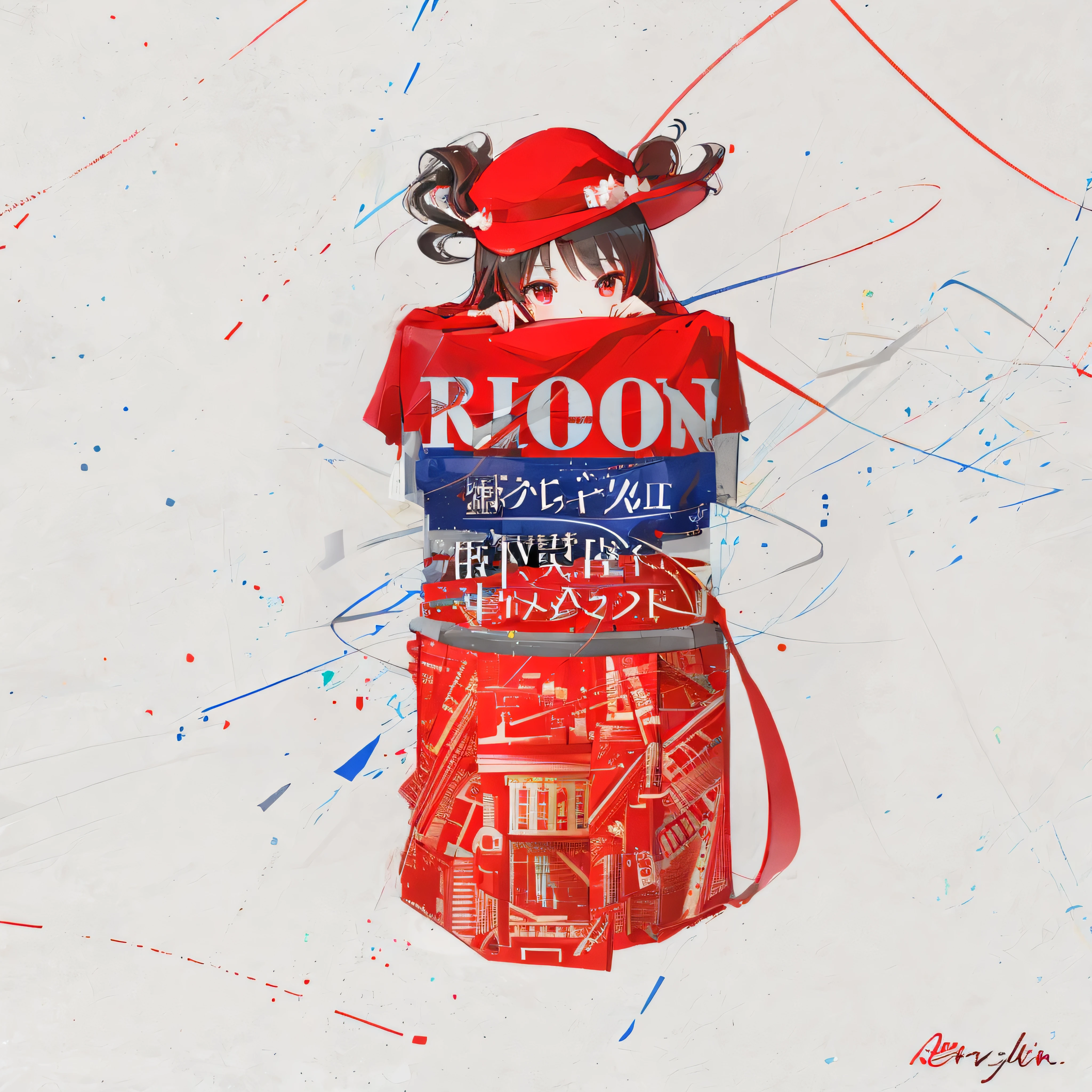 red hat、Red clothes、beautiful girl