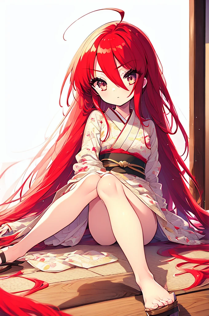 1 girl, Shana, long hair,red hair,red eyes,A long-haired red-haired girl in a white floral long yukata enjoying cotton candy at a festival,Zori sandals,japanese festival，Summer Festival Stalls、Red lantern,dark,On a summer night,night view(firework),(masterpiece:1.2), highest quality, High resolution, unity 8k wallpaper, (figure:0.8), (beautiful and fine eyes:1.6), highly detailed face, highly detailed body,Highly detailed arms,highly detailed hands,highly detailed fingers,Highly detailed feet,perfect lighting, Very detailed CG, (perfect hands, perfect anatomy),