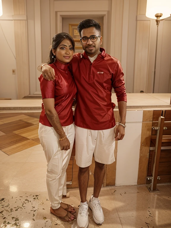 Make them indian wedding look change background realistic face 