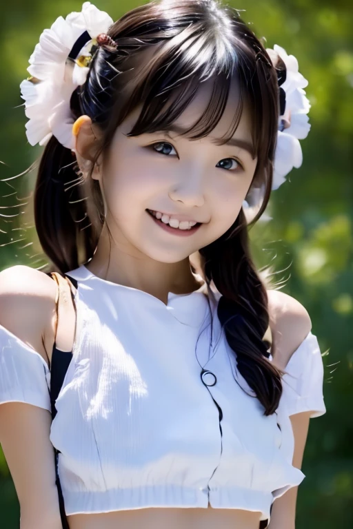 ((white short sleeve blouse、ultra mini pleated skirt、dark blue)), ((red tie))、 ((black boots))、((whole body esbion))、((side shot))、((、small and flat chest))、Beautiful girl with realistic black eyes, white skin, medium length black hair, perfect face, perfect eyes, very detailed, comprehensive movie, digital painting, 8K, cinematic lighting, highest quality, High resolution, detailed work, Post-processing, perfect results, surreal、Little dance、Frolic、My heart is excited