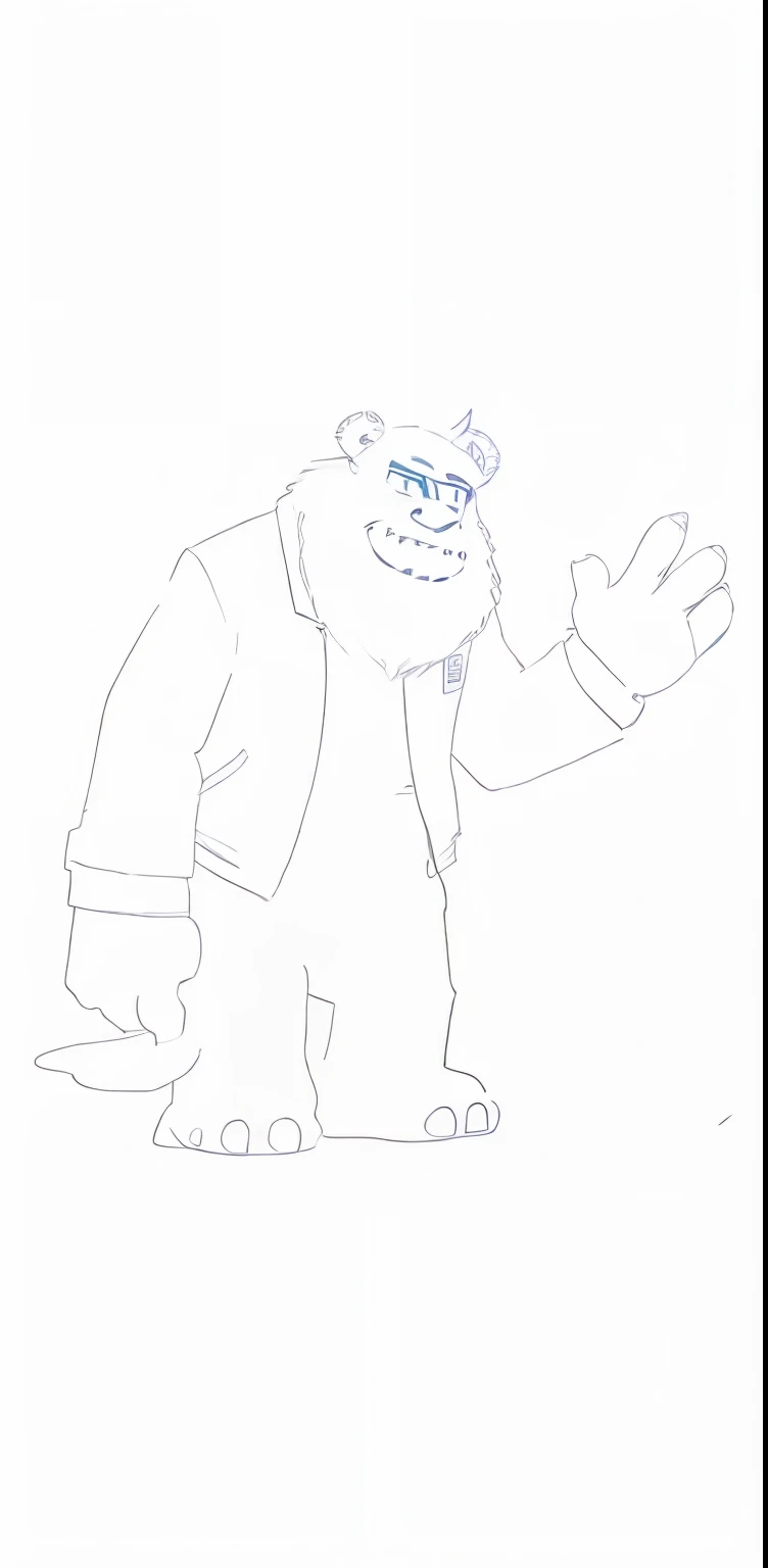 James Sullivan Monster University, blue body, dark blue jacket with cream sleeves