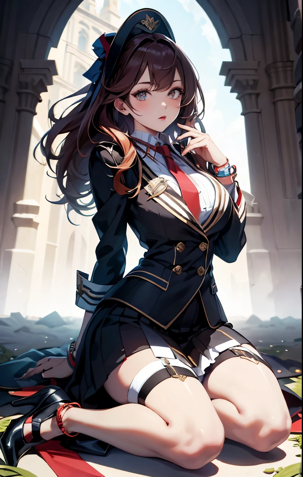 (((1girl))), ((best quality)), ((masterpiece)), ((ultra-detailed)), (illustration), (detailed light), (an extremely delicate and beautiful), (beautiful detailed eyes), (sunlight), ((extremely light)),  ((extremely clothes)), (((hyper detail))),(((((front lighting))))),(((((front light))))),

((((quite adorable Novice Warock's uniform with a brief skirt and magical hat　without robe)))), (((Novice Warock))),
, 

(((wavy long hair))), ((((dark brown hair)))),  (((long hair))),
(((dark orange eyes))),

((((whole body)))), aged 5 to 8, ((((())))), ((((very adorable young girl)))),
((condescending expression)), ((mischievous smile with sexual satisfaction)),  (((extra adorable))), (((((extra slender shape))))), 
(((((extremely beautiful detailed face))))), 
(((dynamically attacking enemies by a spell of Time-Stop))), (((elegant magic boots))),

(Dutch angle), (((elegant magic gloves))), ((transparent magical underskirt)), (a little bit exposed adorable magical panties)