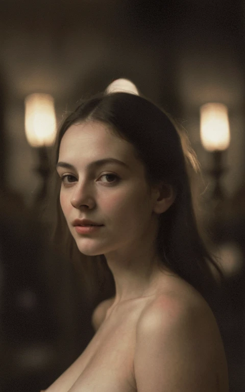  woman imitating the aesthetic of Rembrandt paintings,oil painting,detailed face,dark background,baroque lighting,vivid colors,soft brushstrokes,delicate features,subtle chiaroscuro,rich texture,realistic skin tones,expressive eyes,loose brushwork,classic composition,sensual pose,impressive depth,impeccable craftsmanship,ageless beauty,subdued palette,atmospheric ambience,characteristic impasto,hopeful expression,warm undertones,emotional intensity,finely crafted details,graceful curves,gentle shadows,ethereal atmosphere,warm candlelight,sublime elegance,layered glazes,impressionistic strokes,elegant folds,captivating gaze,subtle highlights,gradual tonal transitions,fine artistry,masterful technique,dynamic brush movement,harmonious fusion of light and shadow,serene countenance