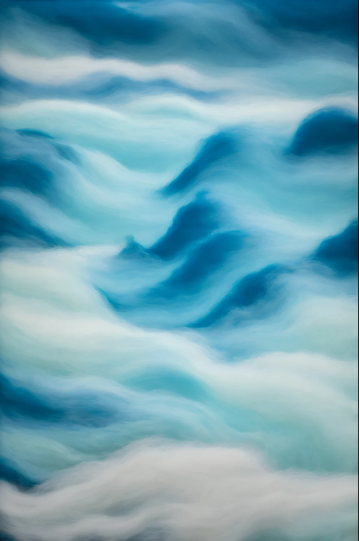 wool art made by continuous wawy lines of thin wool yarn strands,microber wool details, there is a painting of a wave of blue and white colors, volumetric wool felting, flowing teal-colored silk, blue - turquoise fog in the void, swirling water cosmos, wool felting art, flowing aqua silk, swirling fluid, swirling, swirling liquids, azure. detailed hair, cloud vortex, whorl. clouds