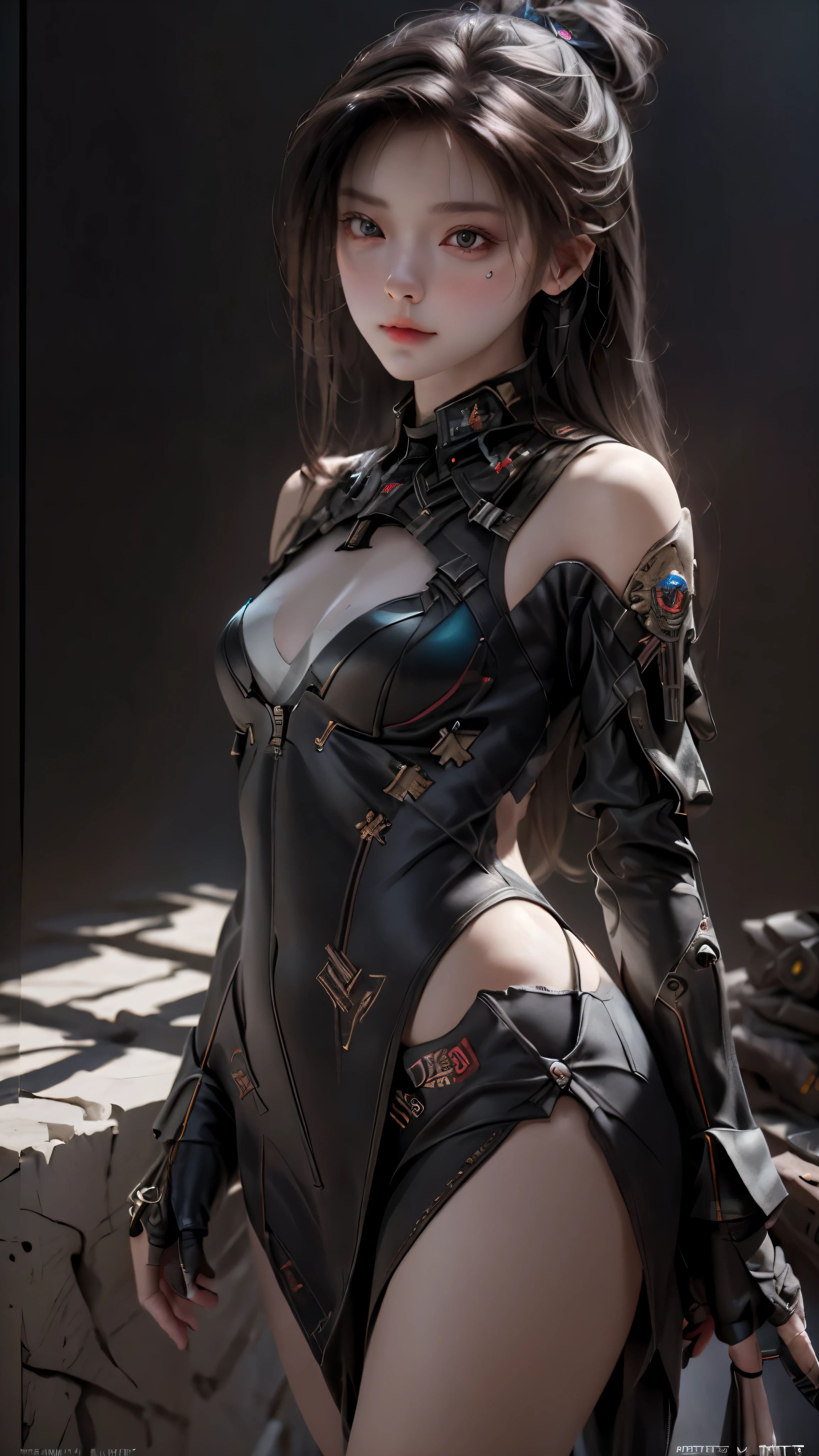 ((highest quality)), ((masterpiece)), (be familiar with:1.4), 。.。.。.3D, beautiful cyberpunk woman image,nffsw(high dynamic range),ray tracing,NVIDIA RTX,super resolution,unreal 5,scattered below the surface,PBR texturing,Post-processing,anisotropic filtering,written boundary depth,maximum clarity and sharpness,multilayer texture,Albedo and specular maps,surface shading,Accurate simulation of light-matter interactions,perfect proportions,octane rendering,two-tone lighting,wide aperture,Low ISO、White balance、Rule of thirds、8,000 students、((Holding an assault rifle))