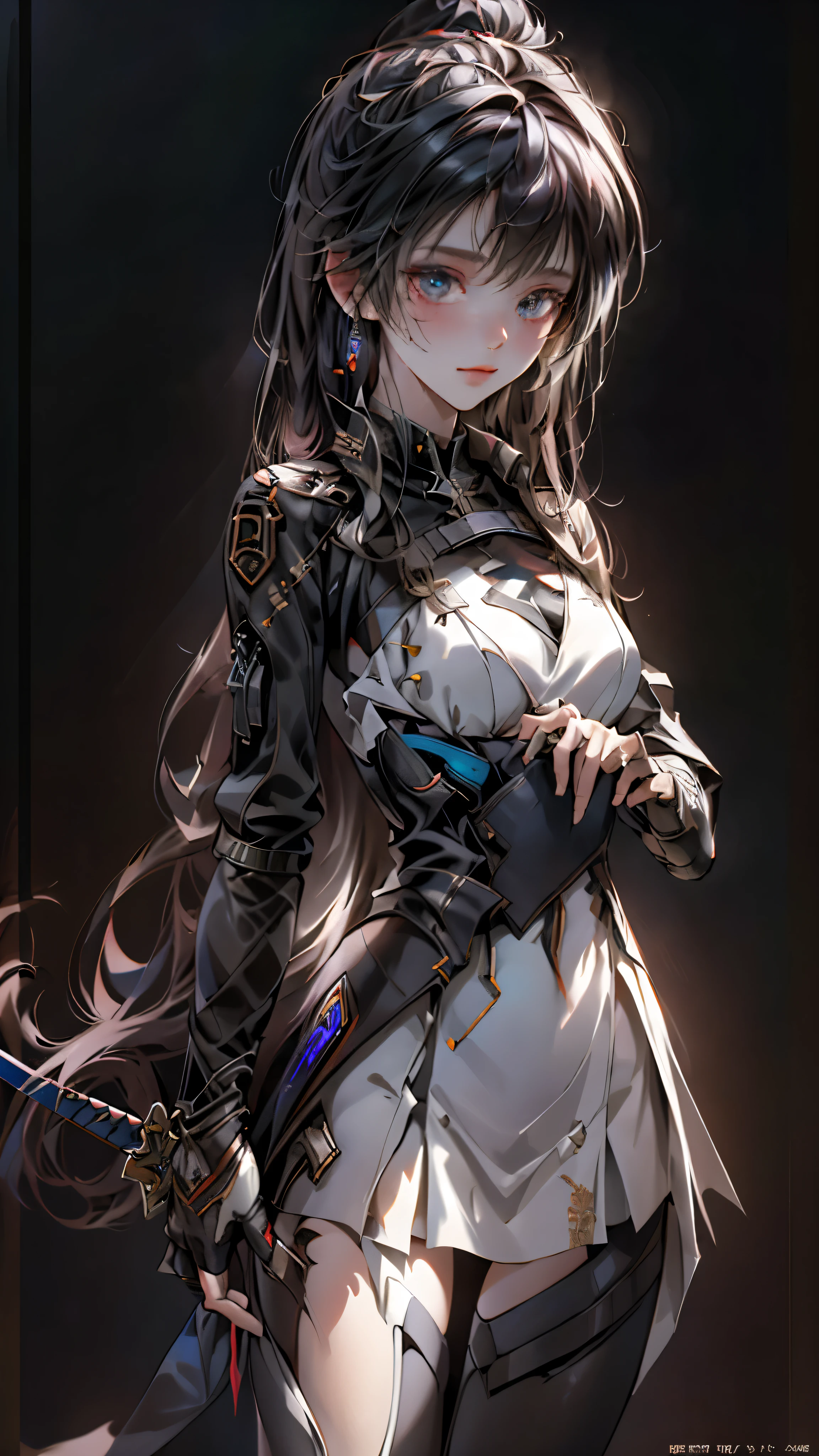 ((highest quality)), ((masterpiece)), (be familiar with:1.4), 。.。.。.3D, beautiful cyberpunk woman image,nffsw(high dynamic range),ray tracing,NVIDIA RTX,super resolution,unreal 5,scattered below the surface,PBR texturing,Post-processing,anisotropic filtering,written boundary depth,maximum clarity and sharpness,multilayer texture,Albedo and specular maps,surface shading,Accurate simulation of light-matter interactions,perfect proportions,octane rendering,two-tone lighting,wide aperture,Low ISO、White balance、Rule of thirds、8,000 students、((Holding a sword in your hand))