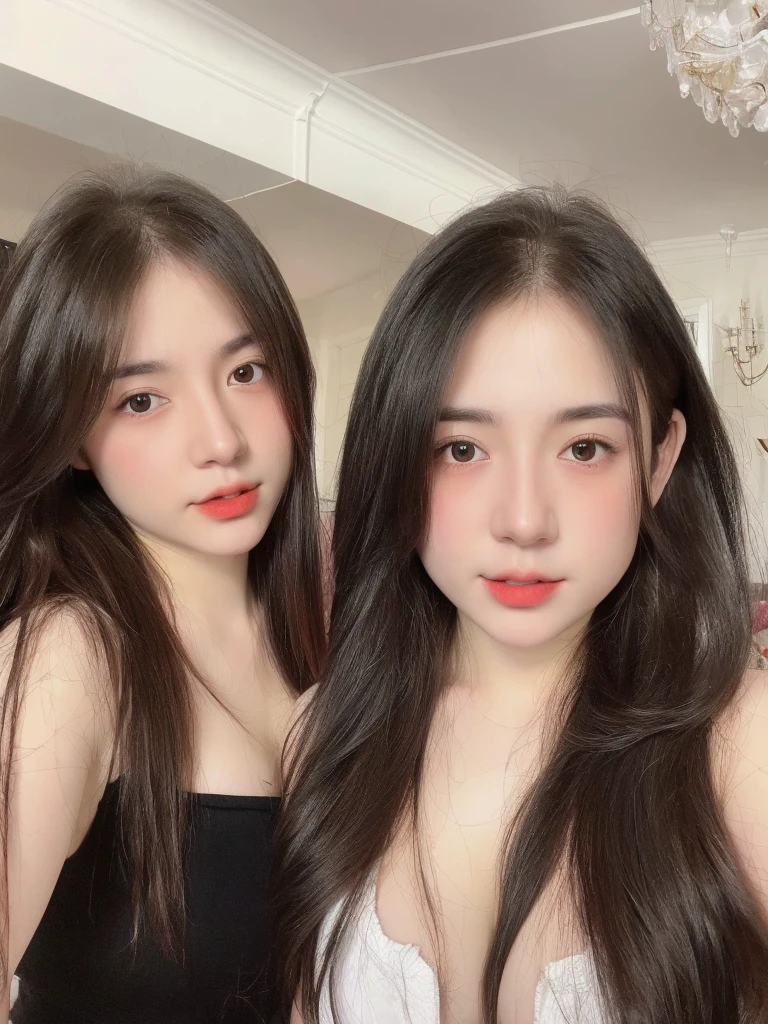 (realistic、high resolution:1.3)、 1 girl with perfect figure、selfee、((white skin:1.3))、big breast、white bikini、looking at viewers、super fine face and eyes、long hair、 in bedroom, sit on the bed、upper body、half body