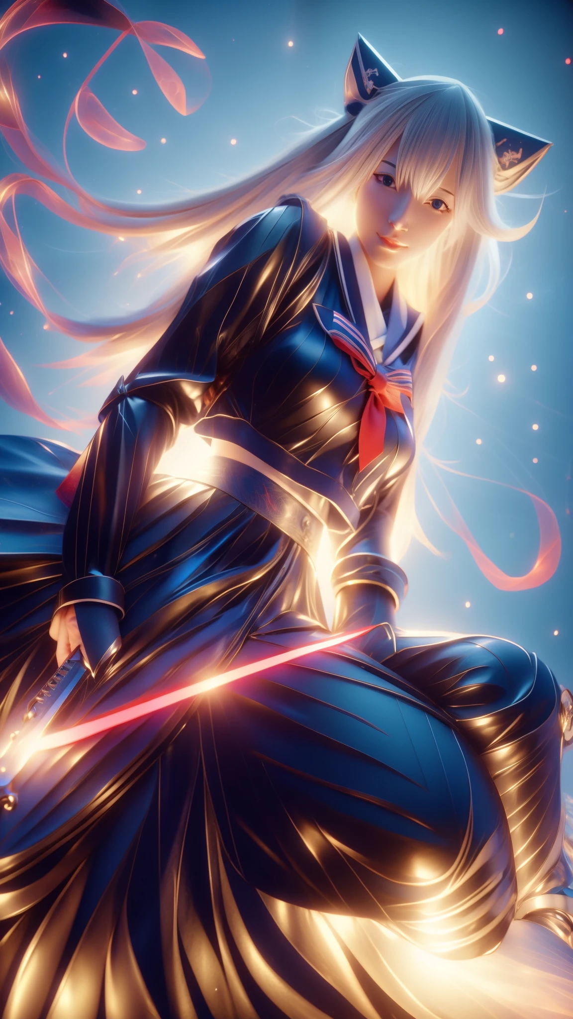 anime girl in sailor outfit  with a sword, range murata and artgerm, splash art anime , extremely detailed artgerm, sakimichan, inspired by Leng Mei, ig model | artgerm, artoria pendragon, sakimichan frank franzzeta, by Leng Mei