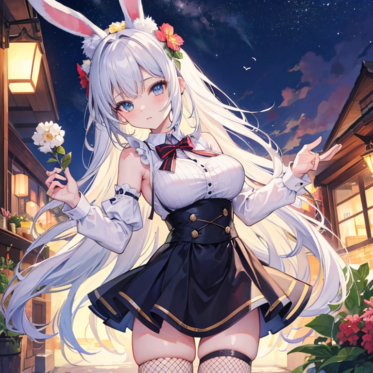 high resolution,reverse bunny girl,rabbit ears,Fishnet tights,Young daughter,Pussy,nipple,show your breasts,Tavern at night