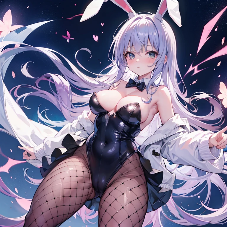 high resolution,reverse bunny girl,rabbit ears,Fishnet tights,Young daughter,Pussy,nipple,show your breasts,naked,Tavern at night