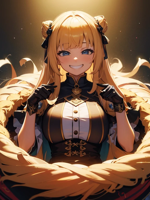 masterpiece, high quality, high resolution, absurd, super detailed, 8k,Girl, point to your cheek with your index finger、upper body、smiley face, grinning