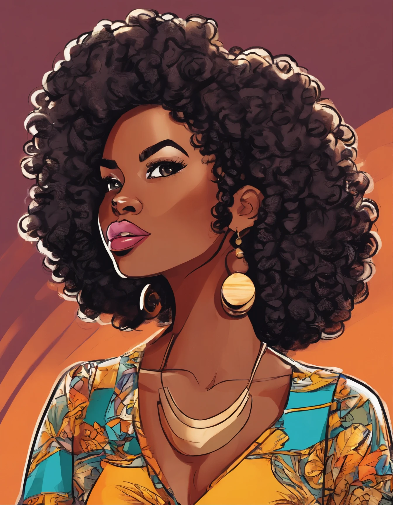Quirky black woman, black mini twist hair, mocha brown skin, brown eyes, slightly chubby