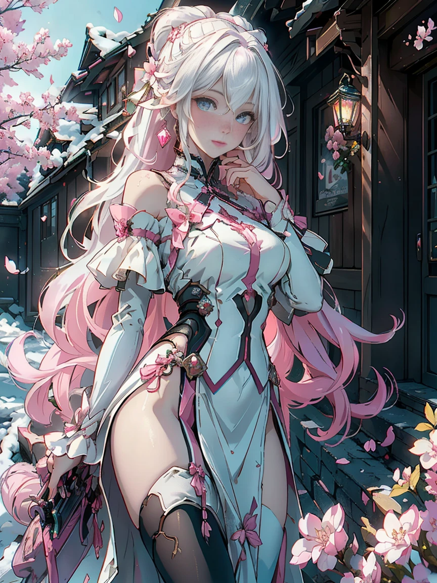 ((best quality)), ((master piece)), (detailed:1.4), beautiful cyberpunk woman image,HDR(high dynamic range),ray tracing,NVIDIA RTX,super resolution,fantasy 5,Scattered beneath the surface,PBR texture,Post-processing,anisotropic filtering,Depth of bounds written,Maximum clarity and sharpness,multilayer texture,Albedo and specular maps,surface coloring,Accurate simulation of honey-material interactions,perfectly proportioned,Rendering with Octane,two color light,Large Diameter,Low ISO,White balance,rule 3 points、8K raw data、Beautiful bright blue pupils,off shoulder clothes,fine student,delicate face and eyes,long eyelashes,blush,delicate and fluffy hair,pink lip,Pure,cute face,sweet girl,artistic sense,casual wear,Advanced Sense,butterfly,cherry blossom petals,beautiful hair accessories,long hair and waist,hair blowing in the wind,Snow-white fox ears,curly,Snow-white fluffy tail,positive light,The light from the rear window is backlit.
