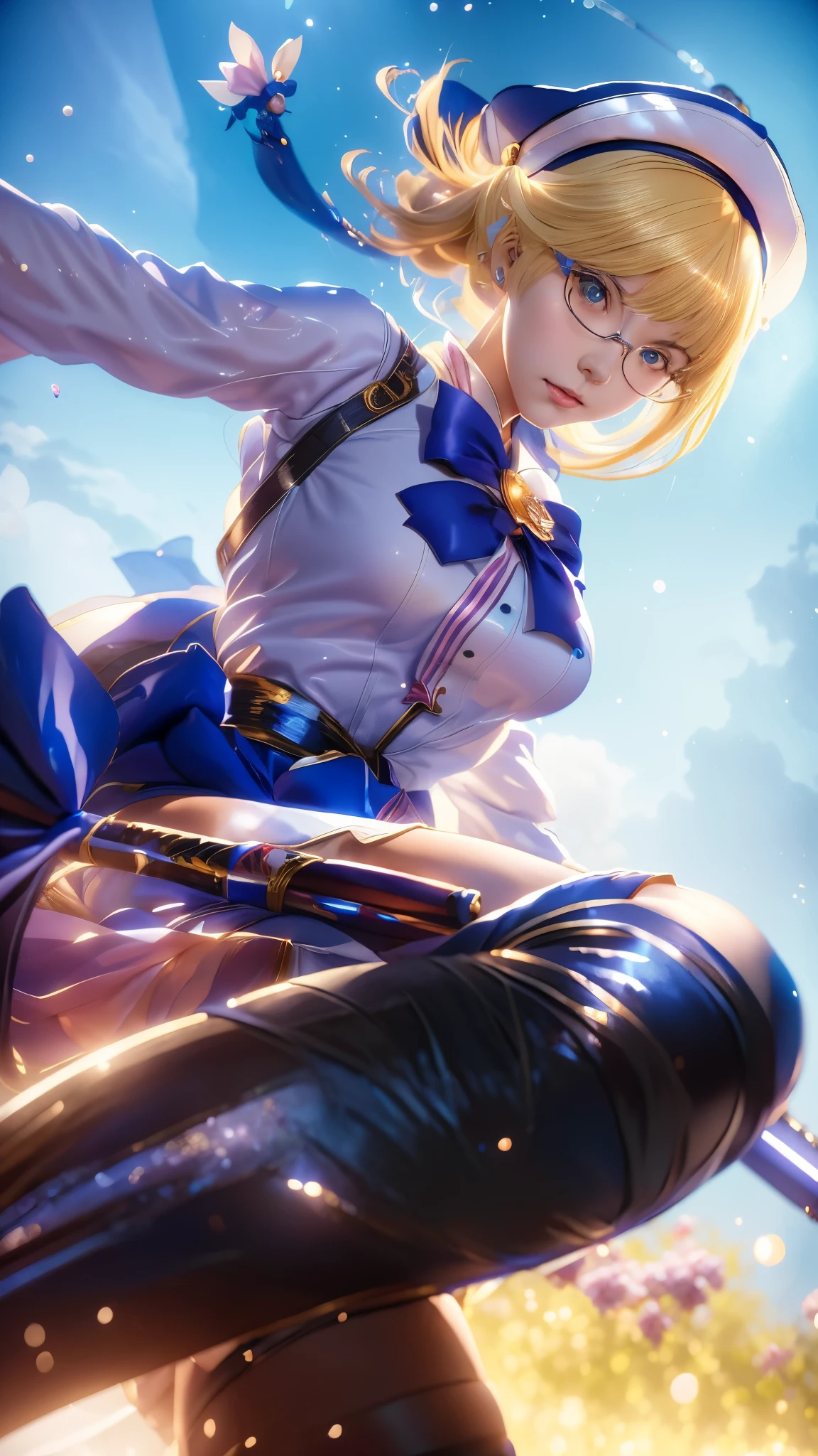 anime girl in sailor and hat outfit with a sword, range murata and artgerm, splash art anime , extremely detailed artgerm, sakimichan, inspired by Leng Mei, ig model | artgerm, artoria pendragon, sakimichan frank franzzeta, by Leng Mei