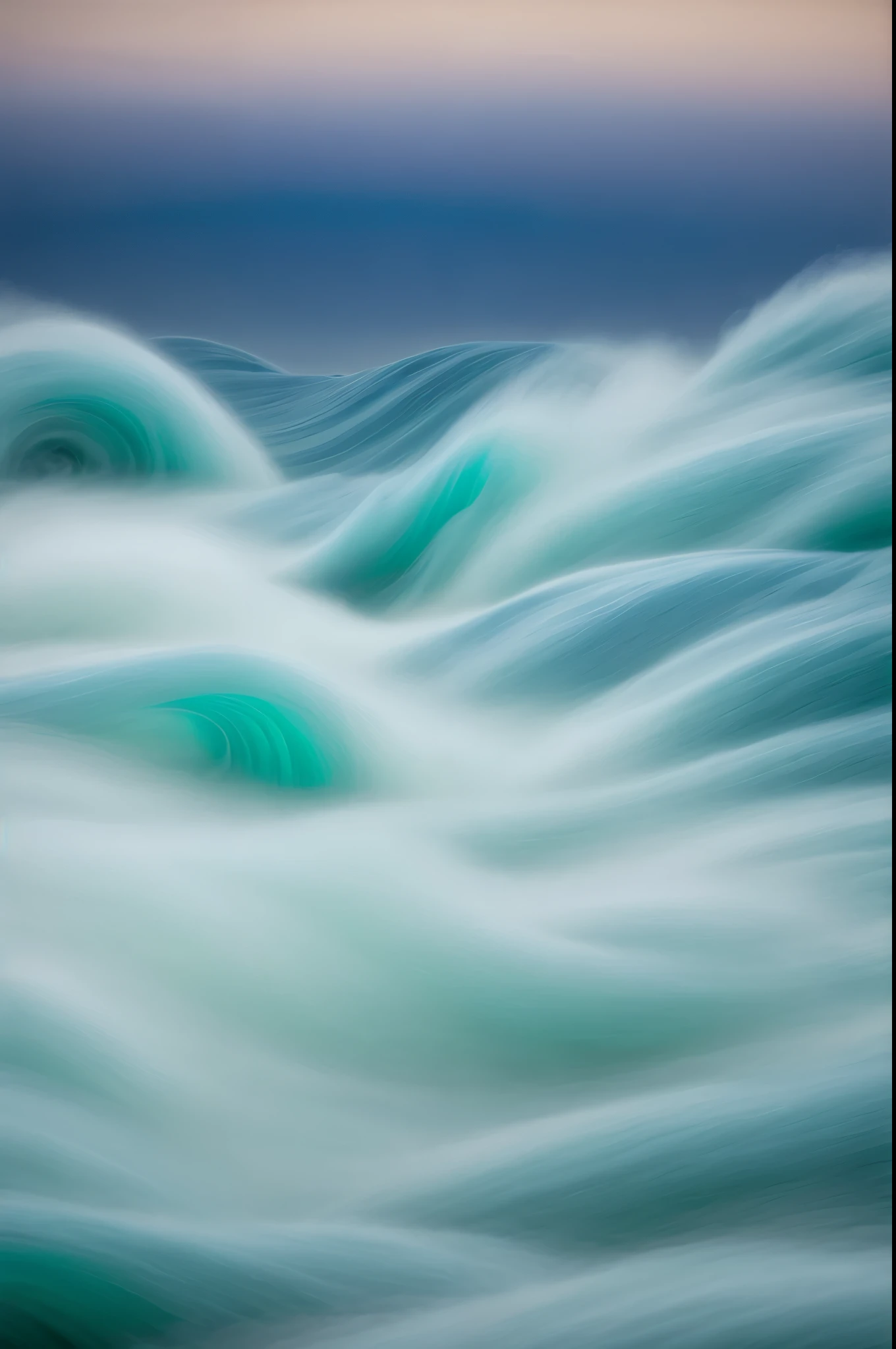 wool art made by continuous wawy lines of thin wool yarn strands,microber wool details, there is a painting of a wave of blue and white colors, volumetric wool felting, flowing teal-colored silk, blue - turquoise fog in the void, swirling water cosmos, wool felting art, flowing aqua silk, swirling fluid, swirling, swirling liquids, azure. detailed hair, cloud vortex, whorl. clouds
