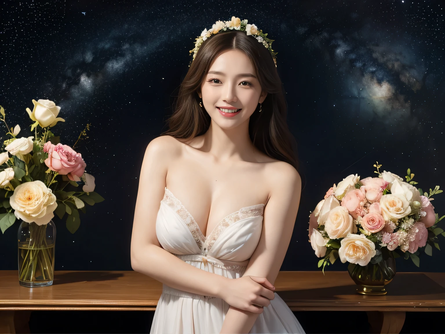 geometry、Stained glass、12 constellations、Vigée Leblanc style、math、Astronomical equipment、astronaut、roses in vase、fruit、cute 、smile、ancient greek costume、Sandro Botticelli paintings、costume with extended shoulders、A big smile、big and full breasts、expression of ecstasy、sexy、beautiful bare skin、キュートなsmile