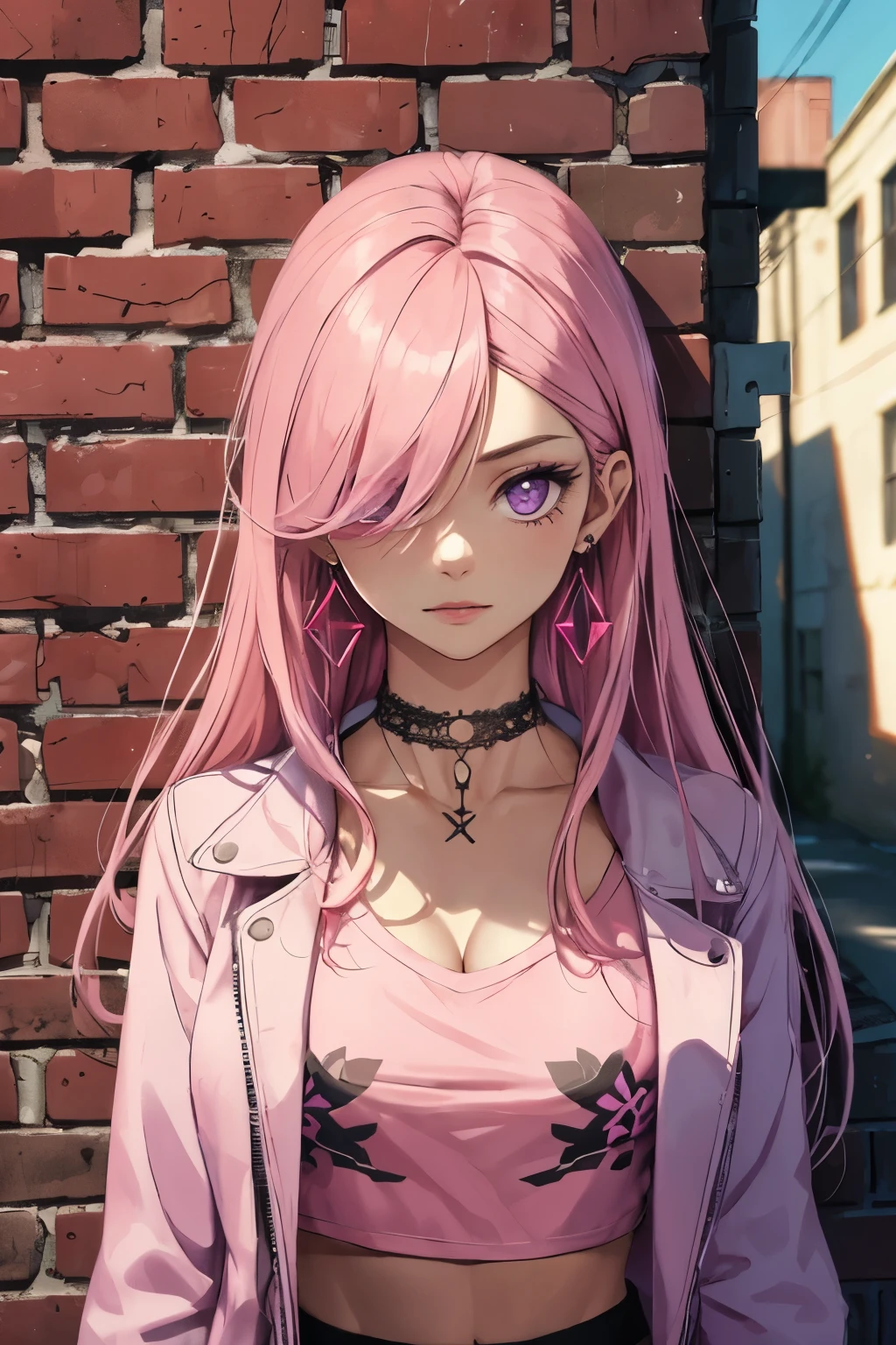 Cool women、sexy、Center of chest、Rize from Chainsaw Man、beauty、Yandere、、Face close-up、Kiss with your eyes closed、Chest tattoo、Hold a handgun、Christian Dior Necklace、