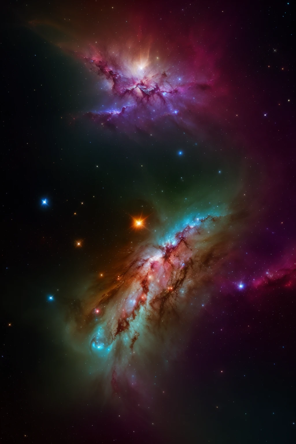A dark and lightly illuminated Planet, where we can see the unique and rare design of different types of nebula in their full splendor. The nebulae are shrouded in light occlusion, creating an atmospheric ambiance of mystery and intrigue. The realistic soffusion of light illuminates the intricate structures of these celestial formations, revealing their complex patterns and textures. A striking cosmic portrait, filled with absolute wonder and detail. (darkeness: 1.2), stars, nebulae, soft glowing light, light occlusion, realistic soffusion, extremely detailed image, Award-winning photo, cosmic wonder, celestial formations
