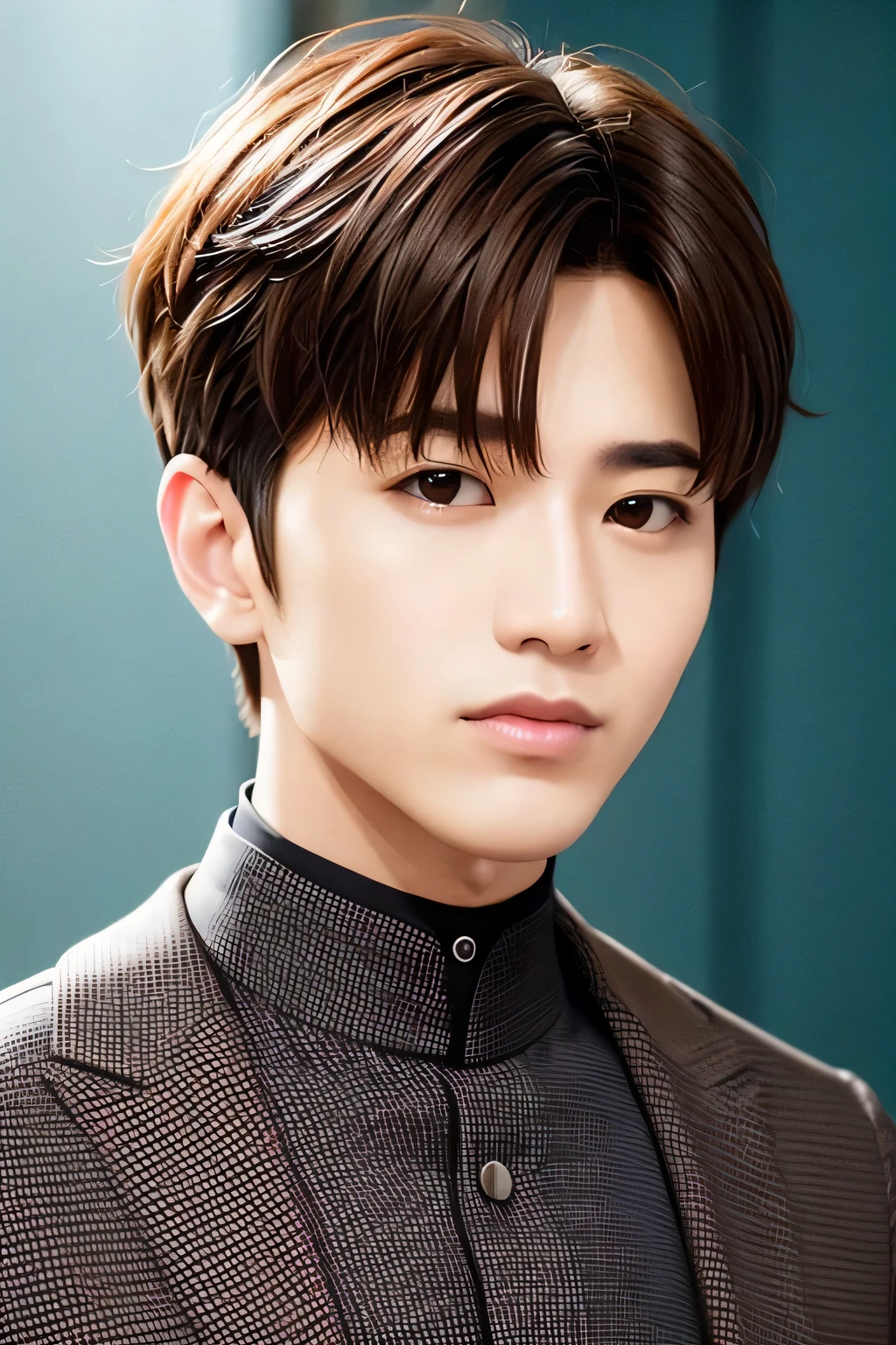 1 person、high quality,masterpiece,8K, (head shot),、sunburned skin、、、、、(auburn buzz cut hair)、、、、、