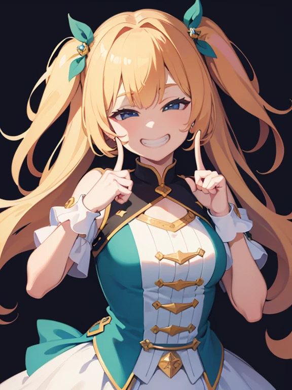 masterpiece, high quality, high resolution, absurd, super detailed, 8k,Girl, (point to your cheek with your index finger)、perfect number of fingers、upper body、smiley face, grinning