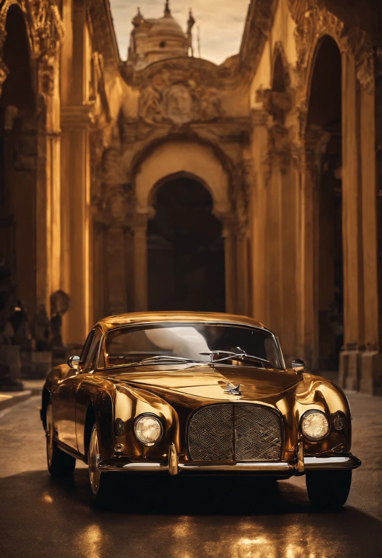 A car made out of gold, looks expensive, high detail , 8k