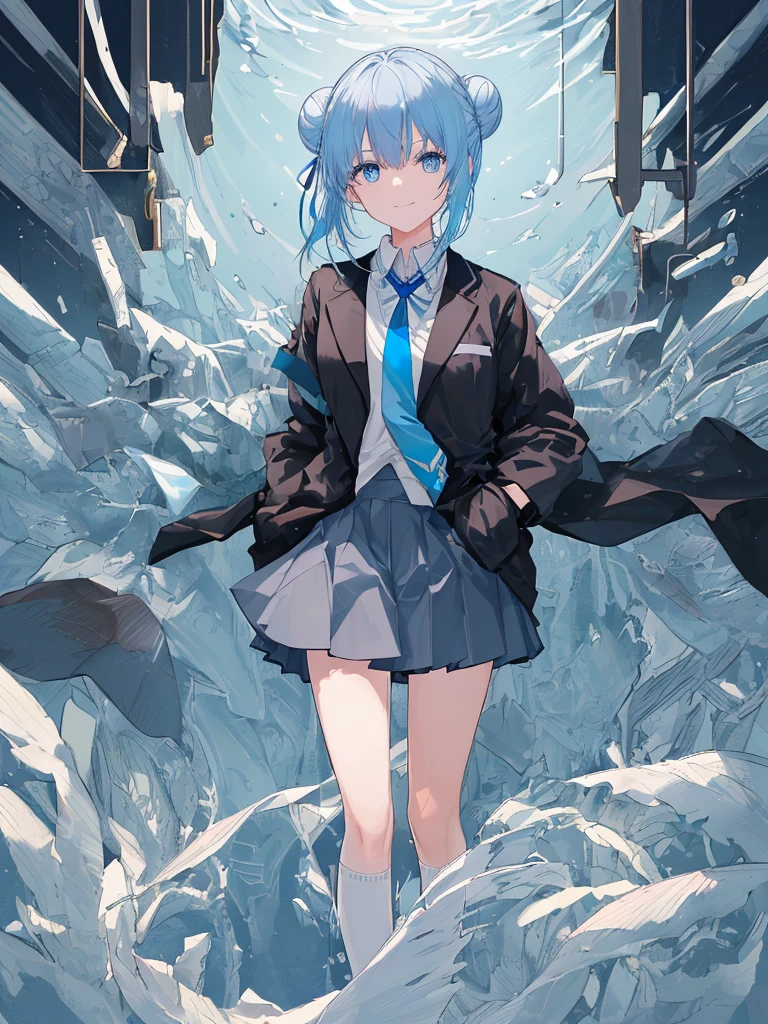 ((top-quality)), ((masterpiece)), ((ultra-detailliert)), (extremely delicate and beautiful), girl with, 独奏, cold attitude,((Black jacket)),She is very(relax)with the(Settled down)Looks,A dark-haired, depth of fields,evil smile,Bubble, under the water, Air bubble,bright light blue eyes,Inner color with light blue hair and dark blue tips,Cold background,Bob Hair - Linear Art, shortpants、knee high socks、White uniform like school uniform、Light blue ribbon ties、Clothes are sheer、Hands in pockets((top-quality)), ((masterpiece)), ((ultra-detailliert)), (extremely delicate and beautiful), girl with, 独奏, cold attitude,((Black jacket)),She is very(relax)with the(Settled down)Looks,A dark-haired, depth of fields,evil smile,Bubble, under the water, Air bubble,bright light blue eyes,Inner color with light blue hair and dark blue tips,Cold background,Bob Hair - Linear Art, shortpants、knee high socks、White uniform like school uniform、Light blue ribbon ties、Clothes are sheer、Hands in pockets((top-quality)), ((masterpiece)), ((ultra-detailliert)), (extremely delicate and beautiful), girl with, 独奏, cold attitude,((Black jacket)),She is very(relax)with the(Settled down)Looks,A dark-haired, depth of fields,evil smile,Bubble, under the water, Air bubble,bright light blue eyes,Inner color with light blue hair and dark blue tips,Cold background,Bob Hair - Linear Art, shortpants、knee high socks、White uniform like school uniform、Light blue ribbon ties、Clothes are sheer、Hands in pockets((top-quality)), ((masterpiece)), ((ultra-detailliert)), (extremely delicate and beautiful), girl with, 独奏, cold attitude,((Black jacket)),She is very(relax)with the(Settled down)Looks,A dark-haired, depth of fields,evil smile,Bubble, under the water, Air bubble,bright light blue eyes,Inner color with light blue hair and dark blue tips,Cold background,Bob Hair - Linear Art, shortpants、knee high socks、White uniform like school uniform、Light blue ribbon ties、Clothes are sheer、、chaina hair,Bun hair