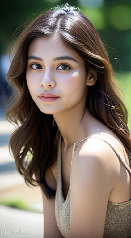 Home page Cyberpub Studio Create. encountered a 22-year-old Indian girl with an enchanting face, raw and beautiful, semi-open strawberry lips, a dimple, and a lovely expression. Her long, wavy brown hair cascaded down her shoulders in intricate waves. The detailed portrait was taken using a Canon EOS R5 with a 50mm lens, f/1.8, HDR, and 8k resolution, showcasing the woman's incredibly detailed facial features and skin with a paleness reminiscent of a village environment bathed in cool colors. The raw photography was crisp and sharp, with rich hues captured by the DSLR camera