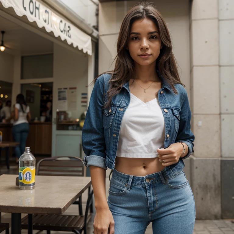 Modelo brasileira, friendly about 20 years, sorrir, academia, mesa, lunch, sobremesa, comendo, MEAL, coffee shop, Outside, Rua, Rua outfit, roupas casuais chuva, cabelo molhado, guarda chuva, water, nuvem, nublado, Denim Jeans Pants, jaqueta preta