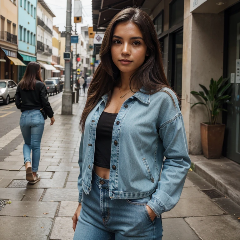 Modelo brasileira, friendly about 20 years, sorrir, academia, mesa, lunch, sobremesa, comendo, MEAL, coffee shop, Outside, Rua, Rua outfit, roupas casuais chuva, cabelo molhado, guarda chuva, water, nuvem, nublado, Denim Jeans Pants, jaqueta preta