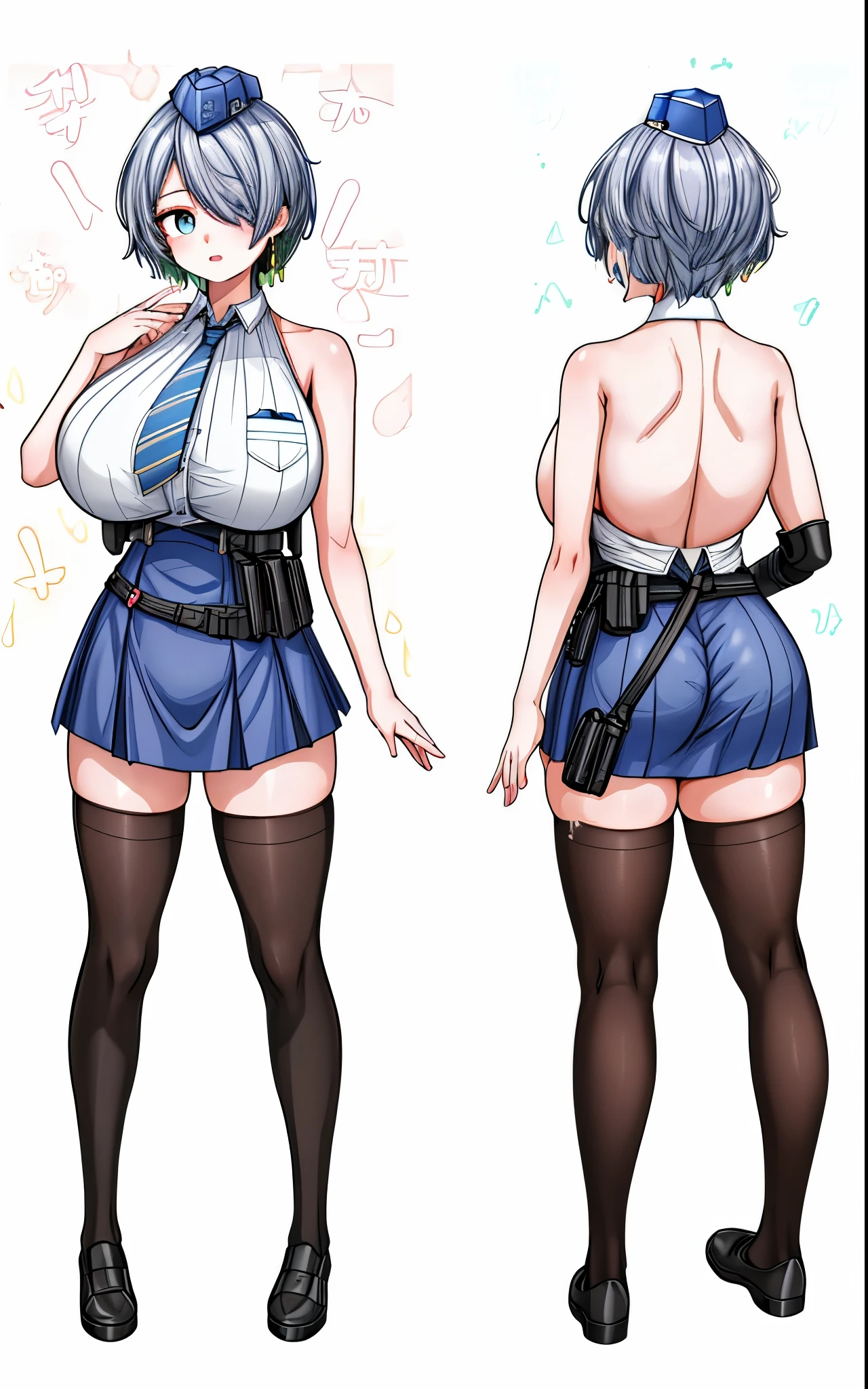  (Beautiful, Huge_Breasts:1.3), Keqing_a, (very short skirt:1.4),

brid, hair over one eye, garrison cap, earrings, necktie, sleeveless, sideboob, bridal gauntlets, high-waist skirt, blue dress

1 girl, 20yo,YOUNG female,Beautiful Finger, Beautiful long legs ,Beautiful body ,Beautiful Nose ,Beautiful character design, perfect eyes, perfect face,

official art, extremely detailed CG unity 8k wallpaper, perfect lighting,Colorful, Bright_Front_face_Lightinasterpiece:1.0),(best_quality:1.0), ultra high res,4K,ultra-detailed,
photography, 8K, HDR, highres, absurdres:1.2, Kodak portra 400, film grain, blurry background, bokeh:1.2, lens flare, (vibrant_color:1.2)
, (beautiful_face:1.5),(narrow_waist), (Beautiful,Huge_Breasts:1.3)