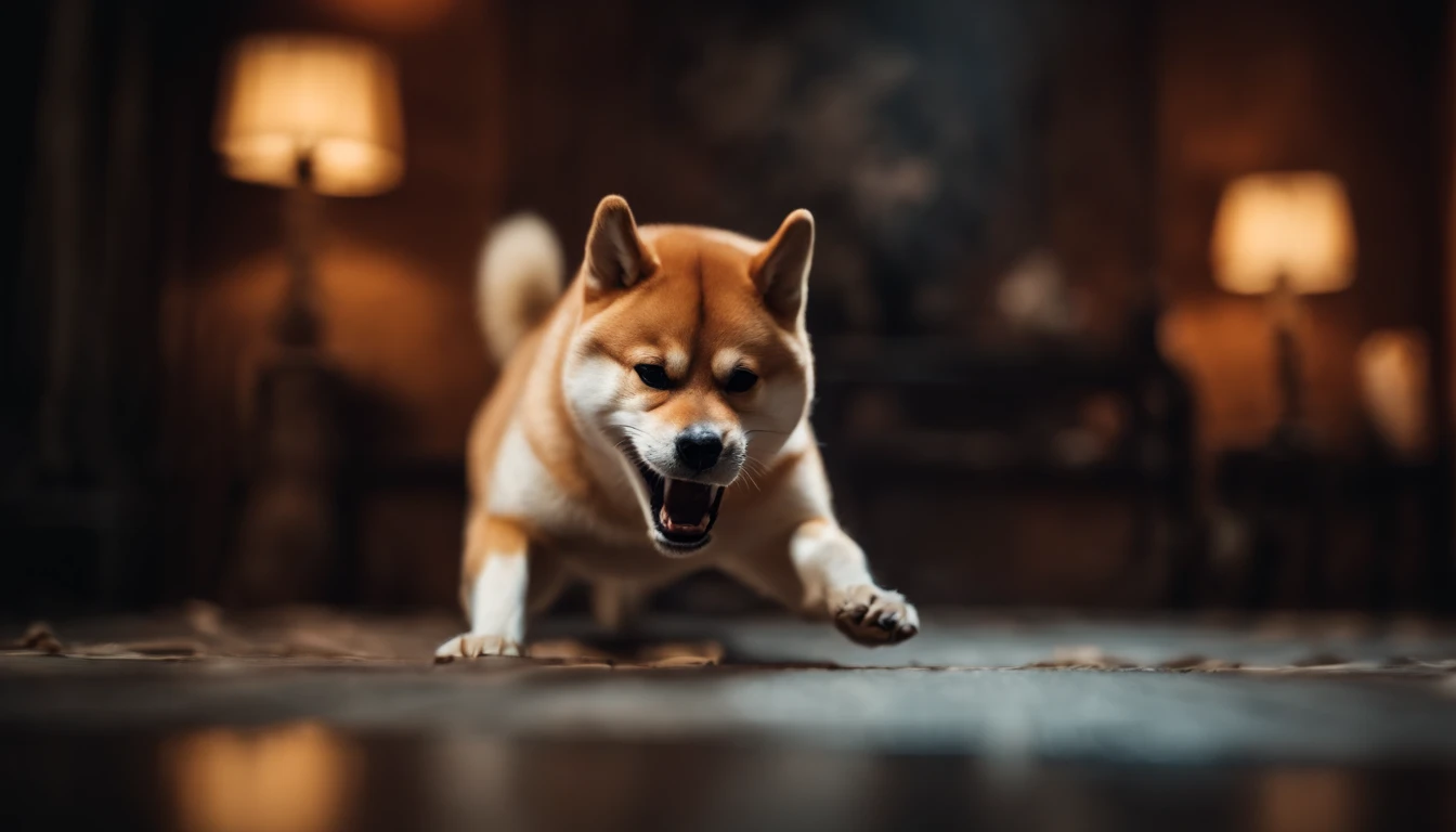Angry ninja shiba inu demon in attack pose