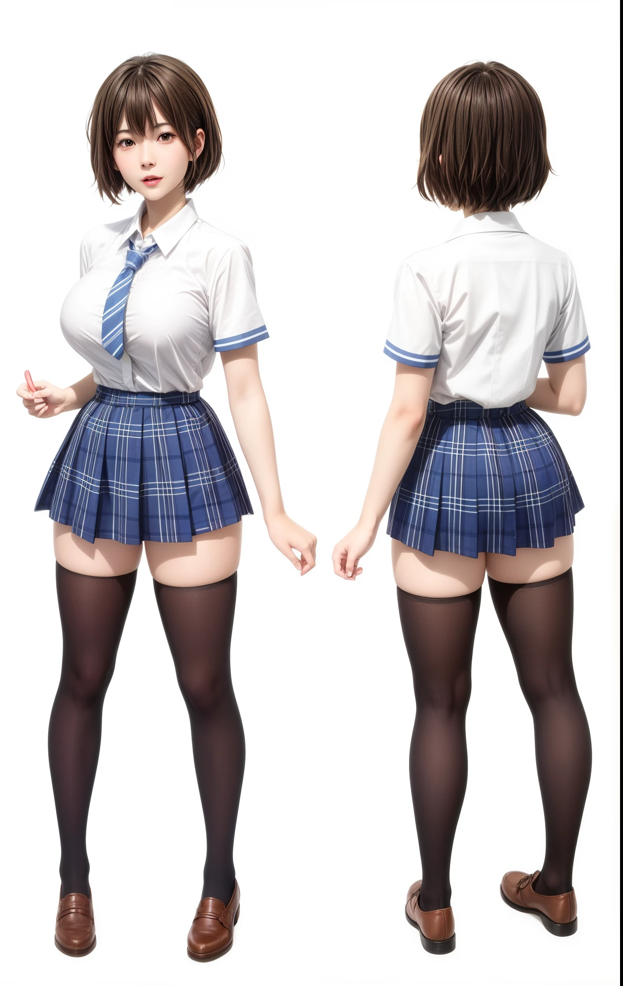  (Beautiful, Huge_Breasts:1.3), Keqing_a, (very short skirt:1.4)

two anime style girls are posed and showing off their outfits and backsides, 1girl, skirt, necktie, long hair, school uniform, multiple views, hairclip, socks, hair ornament, plaid skirt, shirt, white shirt, blonde hair, plaid, white background, breasts


(day:1.7), in a room with curtains on the windows,indoors, standing at attention, 
1 girl, 20yo,YOUNG female,Beautiful Finger, Beautiful long legs ,Beautiful body ,Beautiful Nose ,Beautiful character design, perfect eyes, perfect face,

looking at viewer, in the center of the image, 

official art, extremely detailed CG unity 8k wallpaper, perfect lighting,Colorful, Bright_Front_face_Lightinasterpiece:1.0),(best_quality:1.0), ultra high res,4K,ultra-detailed,
photography, 8K, HDR, highres, absurdres:1.2, Kodak portra 400, film grain, blurry background, bokeh:1.2, lens flare, (vibrant_color:1.2)
, (beautiful_face:1.5),(narrow_waist), (Beautiful,Huge_Breasts:1.3)