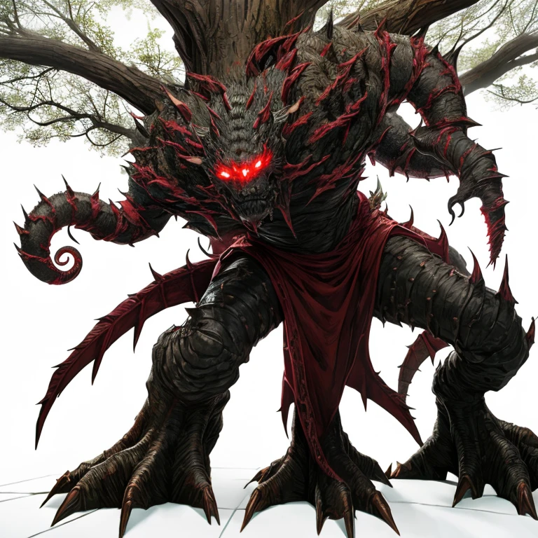 Scary yet cool Wendigo monster, full body, very huge and monstrous with bloody eyes