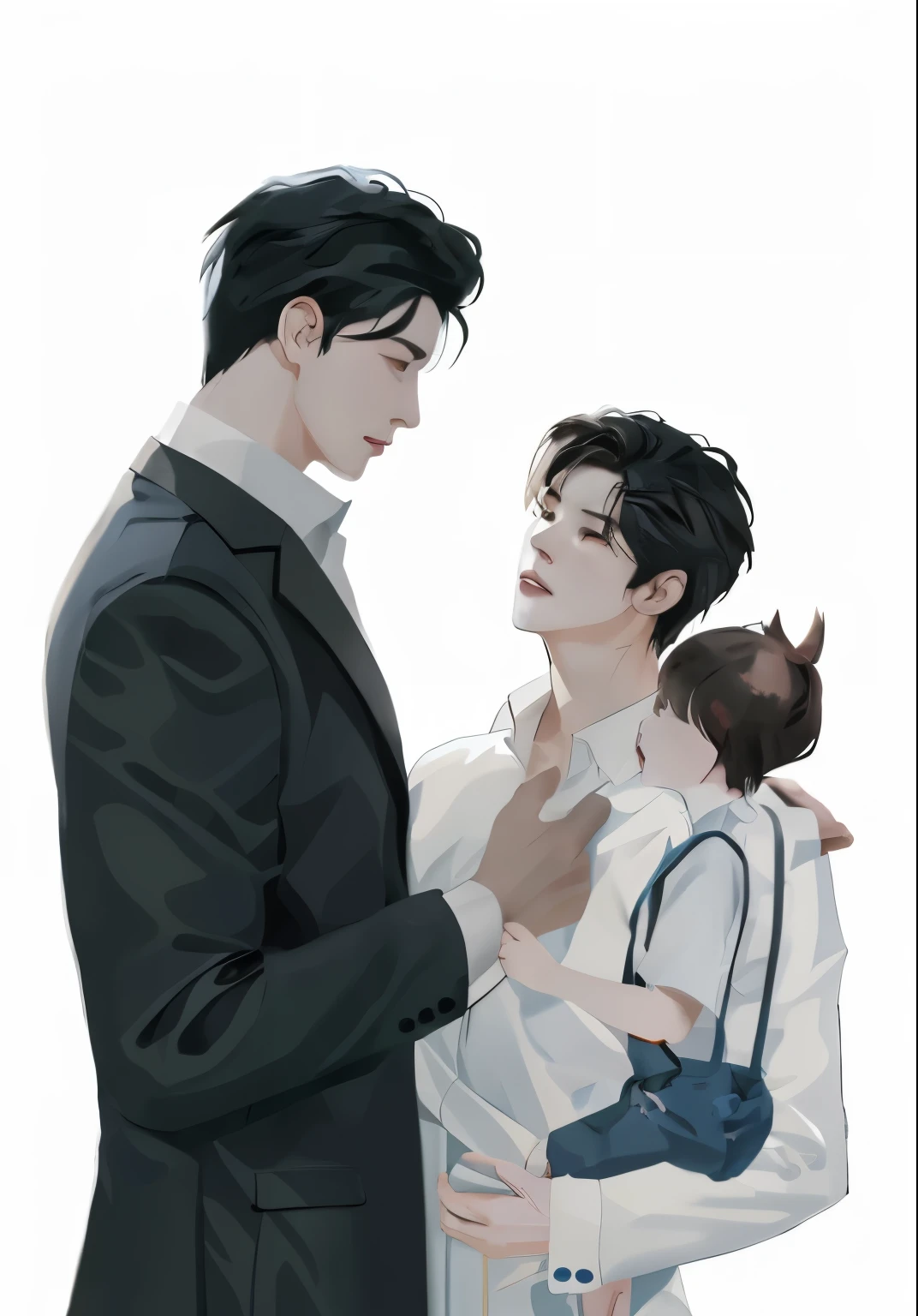 Anime - style illustration of a man and woman hugging each other., by jeonseok lee, Male Art, By Yang J, high quality fanart, official fan art, In the art form of the pond, Very detailed fan art, Artwork in the style of gouache, By Jin Nong, By Jang Seung Op, By Ni Yuanlu