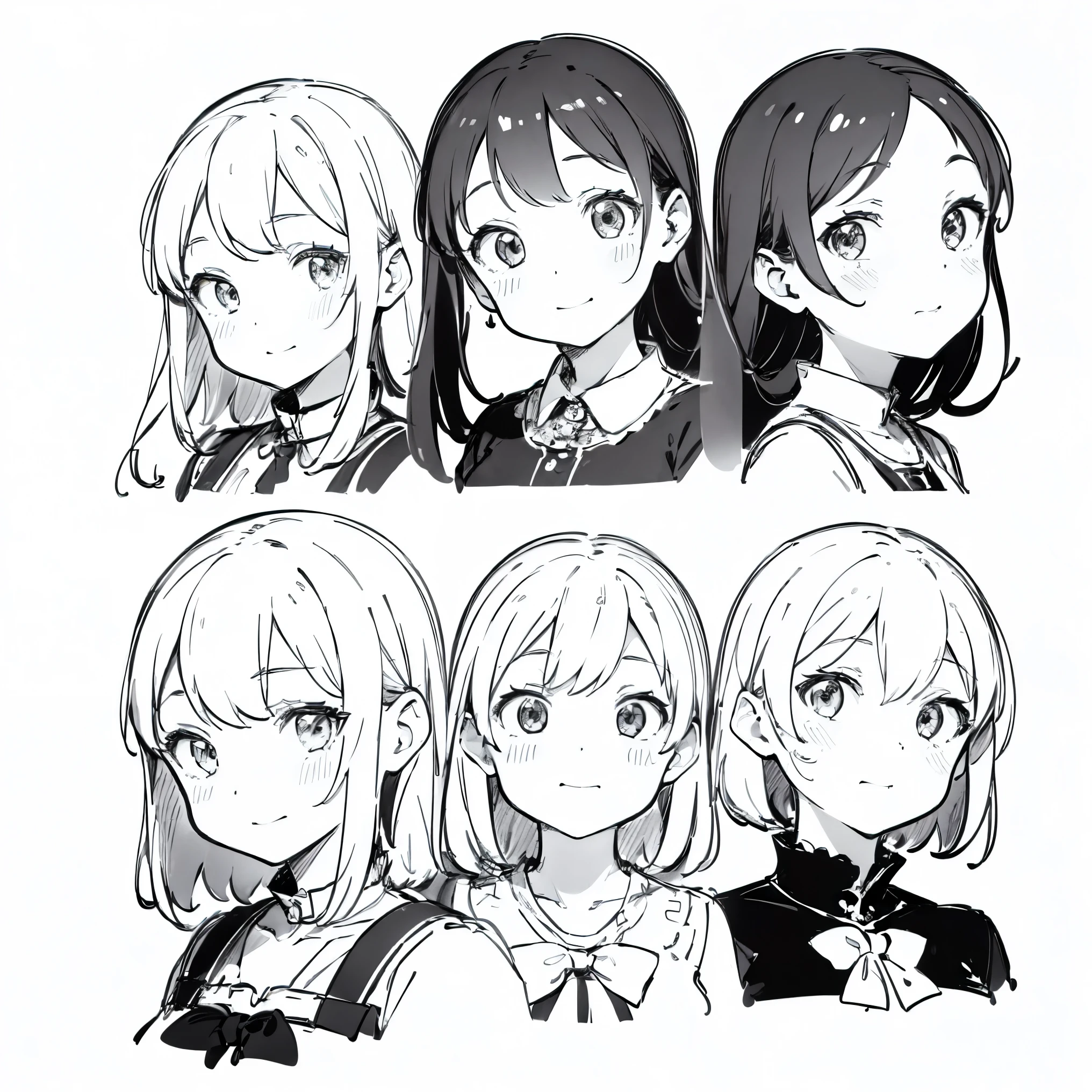 ((masterpiece)),(((best quality))),((((sketch)))),((monochrome)),cute girl, emoji pack, 9 emoticons, emoji sheet, multiple poses and expressions, anthropomorphic style, Disney style, black strokes, different emotions,multiple poss and expressions, 8k, (simple background, white background: 1.3), --6