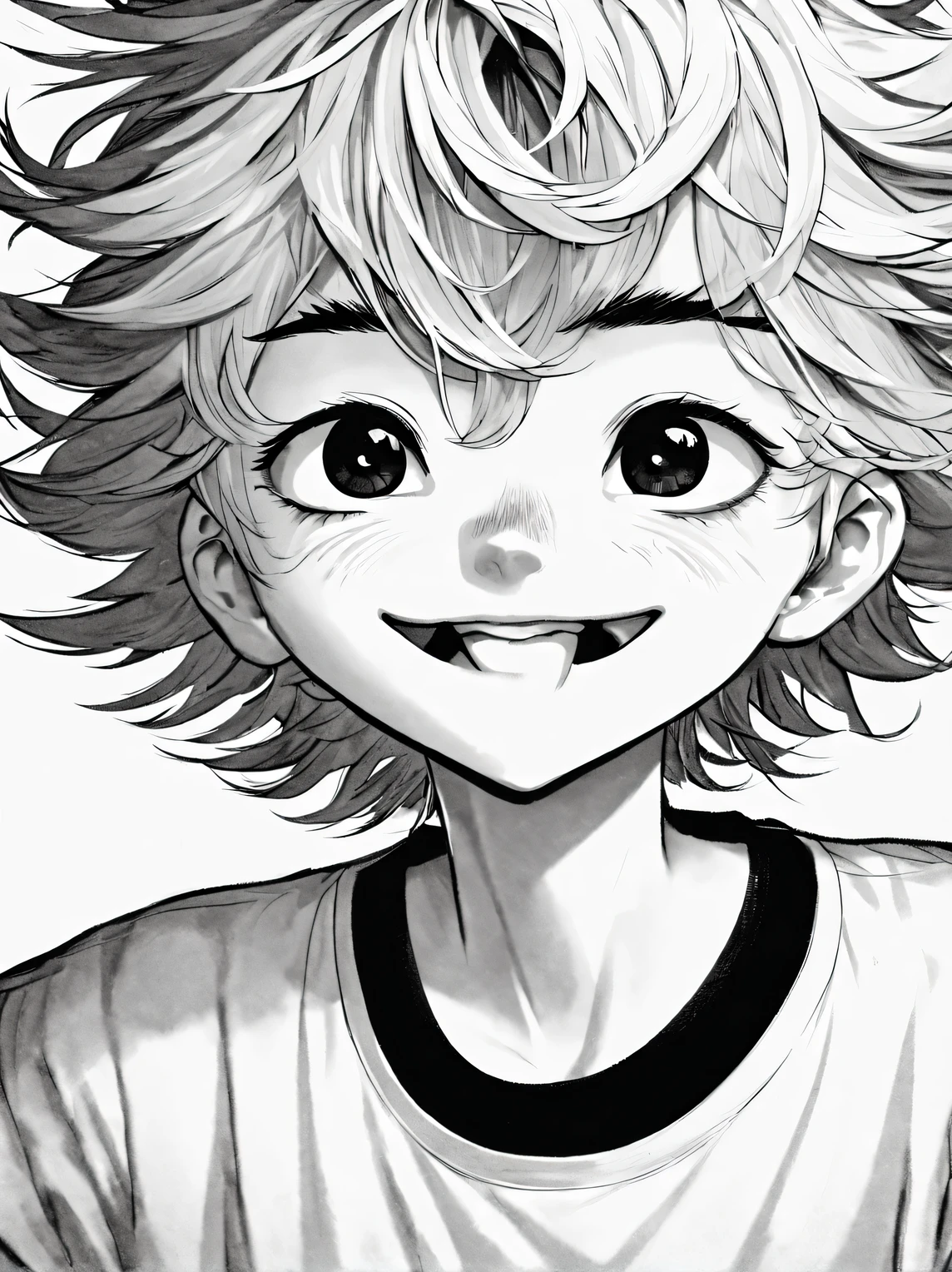 (穿着白衬衫的狂野美女的Black and white close-up), with messy, fluffy, and short hair (Eyes are thin and small: 1.30), A bit of a mixed race face, A young and wild Asian face (Keep your mouth shut,pouting smile: 0.90), Fox-like eyes half-closed, Squint the corners of your eyes upward slightly, The slender eyes are slightly squinted, like fox eyes, thick straight eyebrows, eyebrows high and sharp, straight nose bridge, (Slightly square chin: 0.65), Lazy expression, A bit like Vivien Leigh, perfect face, White skin, Churim, torogao,
Black and white close-up, anime style, chiaroscuro, denim lenses, ultra high definition, masterpiece, Accuracy, textured skin, Super details, high detail, high quality, Award-winning, best quality, advanced, 16k,