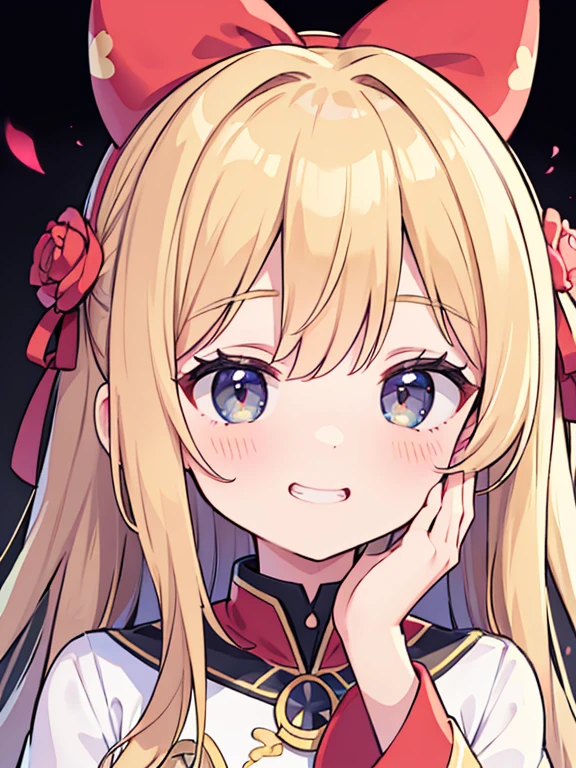 (masterpiece, high quality, high resolution, absurd, super detailed, 8k),(touch one's face with both hands:1.5)、Girl,upper body、smiley face, grinning
