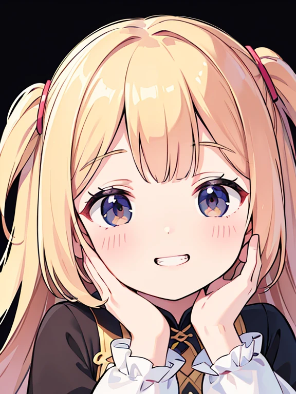 (masterpiece, high quality, high resolution, absurd, super detailed, 8k),(touch one's face with both hands:1.5)、Girl,upper body、smiley face, grinning