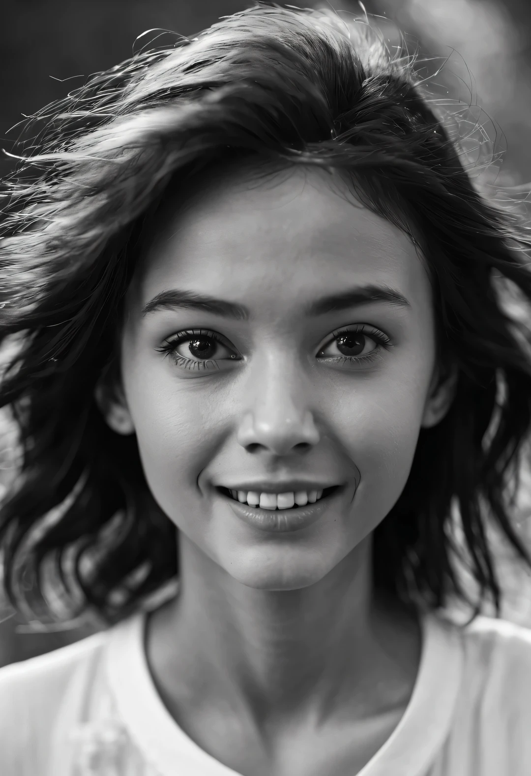 (一个穿着白衬衫的狂野美丽女孩的Black and white close-up), messy, fluffy, and curly medium-length hair, (Eyes are thin and small: 1.30), Slightly mixed face shape, A young and wild Asian face, (Keep your mouth shut,chuckle: 0.90), Slightly narrowed slender eyes, thick eyebrows, High and angular eyebrows, straight nose bridge, (Slightly square chin: 0.65), (The nose is high and straight), Lazy expression, A bit like Vivien Leigh, perfect face, skin is smooth and fair,
Black and white close-up, chiaroscuro, denim lenses, ultra high definition, masterpiece, Super details, high detail, high quality, Award-winning, best quality, High quality, 16k,