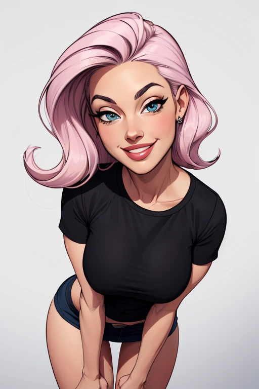 (cartoon style:1.2), Cartoon image of a woman with big hair, hip hop street clothing , Super cute funky girl, Cartoon style illustration, Cartoon Art Style, Cartoon Art Style, Digital illustration style, Highly detailed character design, cute detailed digital art, City Girl Fan Art, large breasts, exposed breast, perfect nipples, no top, topless, Portrait Character Design, beautiful digital illustration, high quality portrait, Comic art, Character Design Portrait, 
(([Simple grey background]))