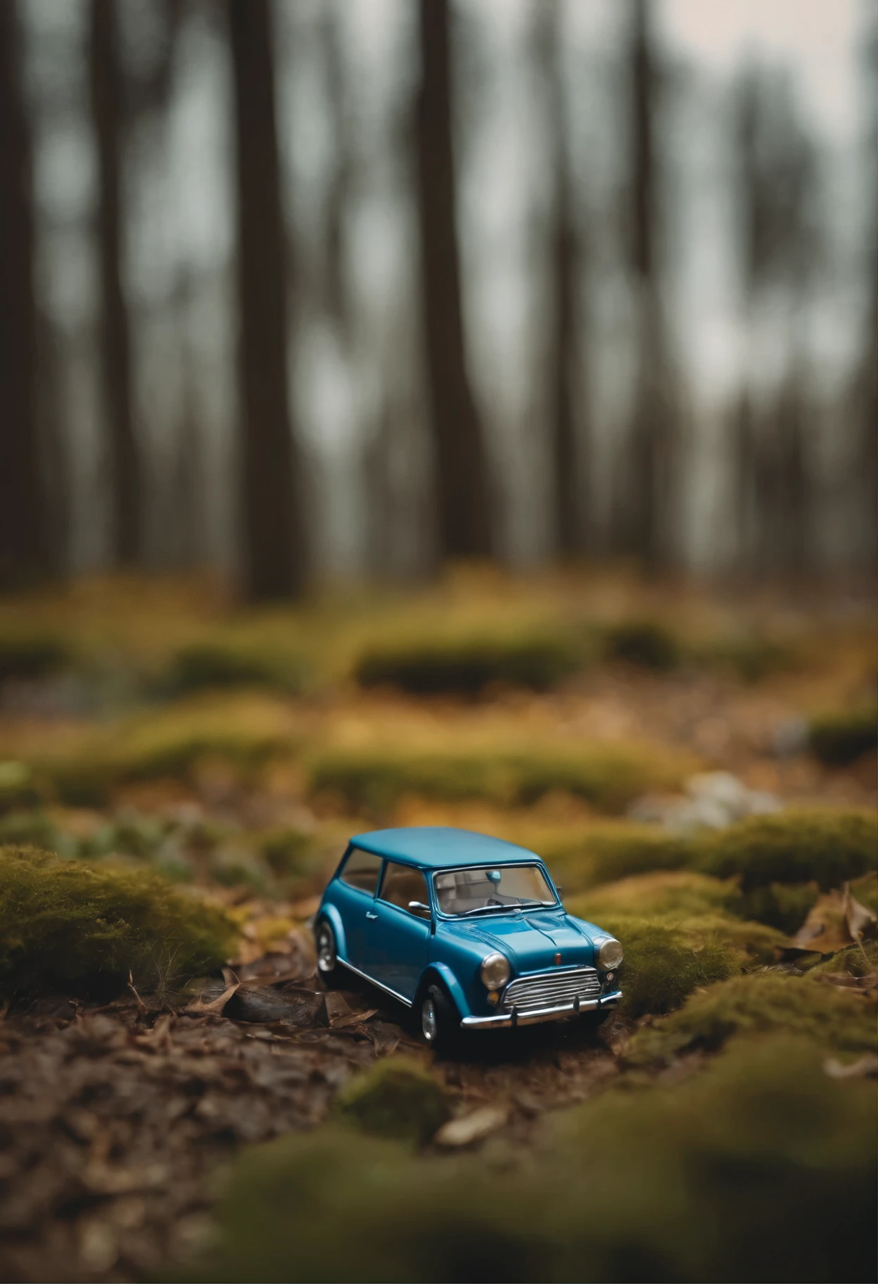 A mini toy car, high detail, 8k, looking at it from a far away, looks made of plastic, really really cute and small , with childish colors