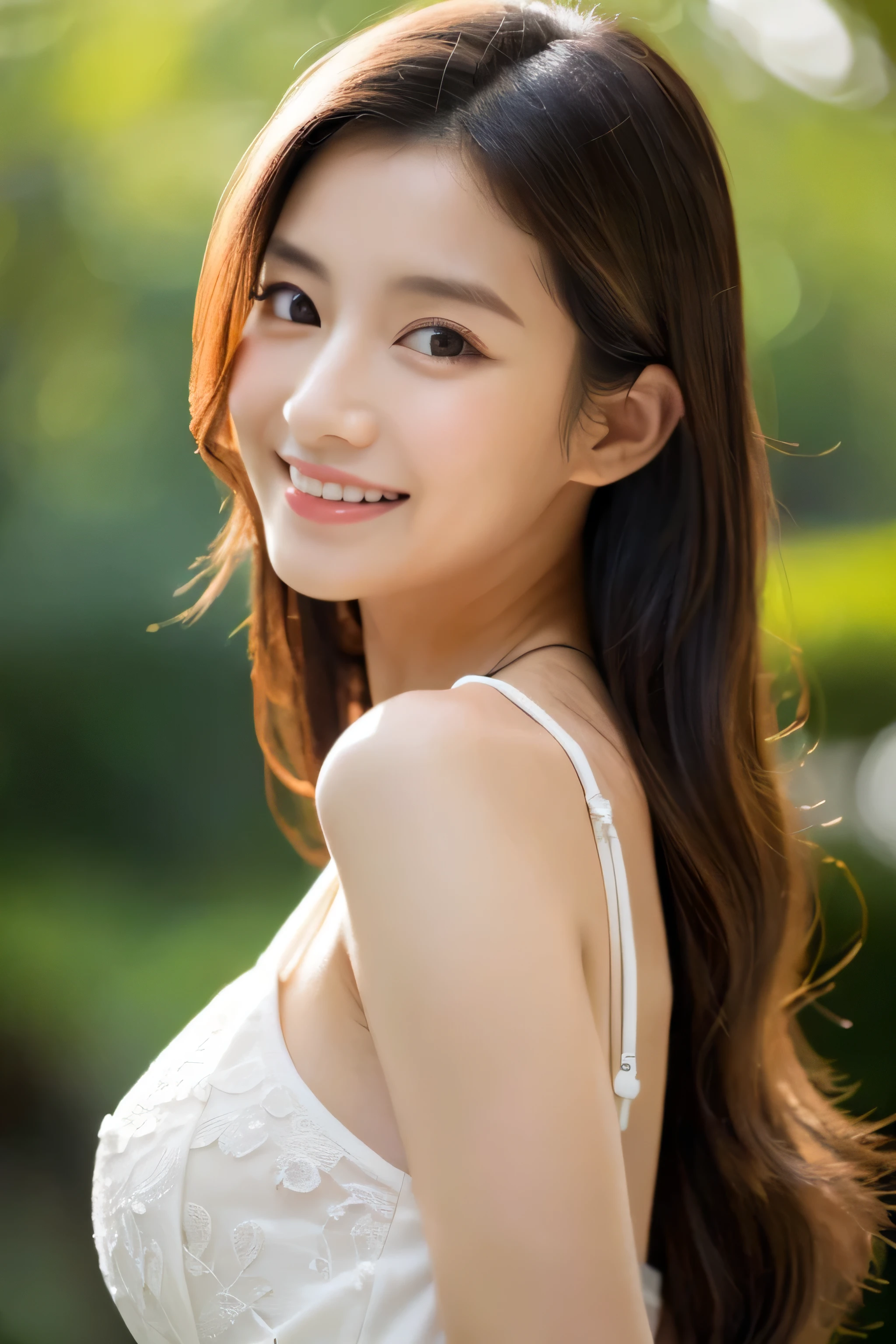((top-quality、8K、masterpiece:1.3))、1girl in、Beautiful Japan woman emphasizing slim body line:1.3、(Long hairstyles、tits out:1.2)、full body naked、full body、Beautiful Women in Perfect Style:1.4、Perfect eyes、Even-eyed、Perfect iris、Perfect lips、plump lips、Natural smile、flawless skin、no moles、Super Detail Face、Delicate eyes、二重まぶた、Soft breasts、a smile、cleavage of the breast、The gesture of pulling up the hair, shaved vagina