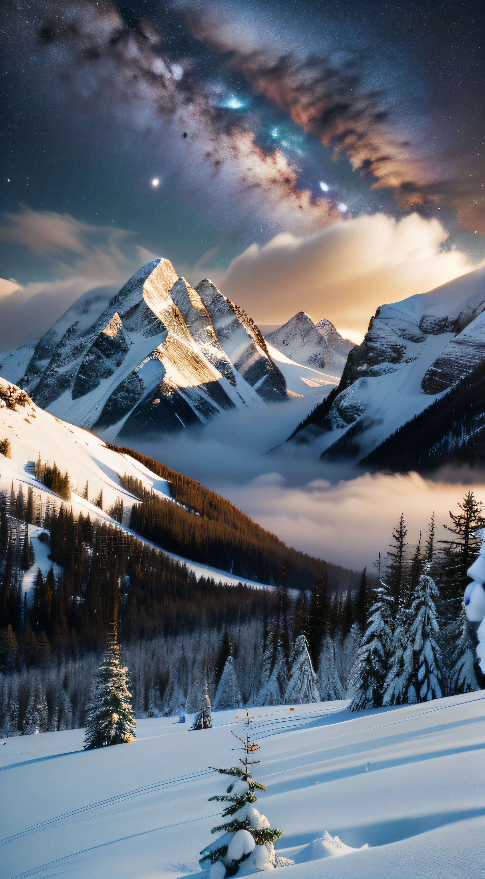 Majestic photos of nature, such as snow-capped mountains, vast oceans, dense forests, starry skies, to symbolize the greatness of God.