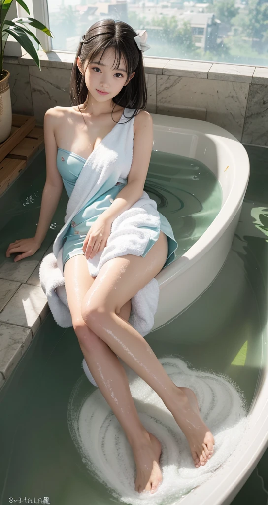 woman、1 person、hot spring、highest quality、bath towel