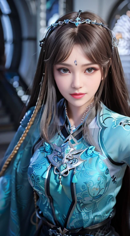a close up of a woman with long hair wearing a blue dress, game cg, artgerm ; 3d unreal engine, stunning character art, 2. 5 d cgi anime fantasy artwork, hyperdetailed fantasy character, inspired by Li Mei-shu, epic exquisite character art, smooth anime cg art, beautiful character painting, beautiful digital artwork